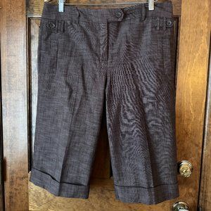Larry Levine Brown Cropped Pants w/Cuffs Size 12